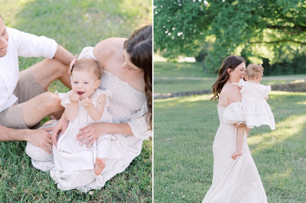 outdoor family session in brentwood, tn with mom and baby girl