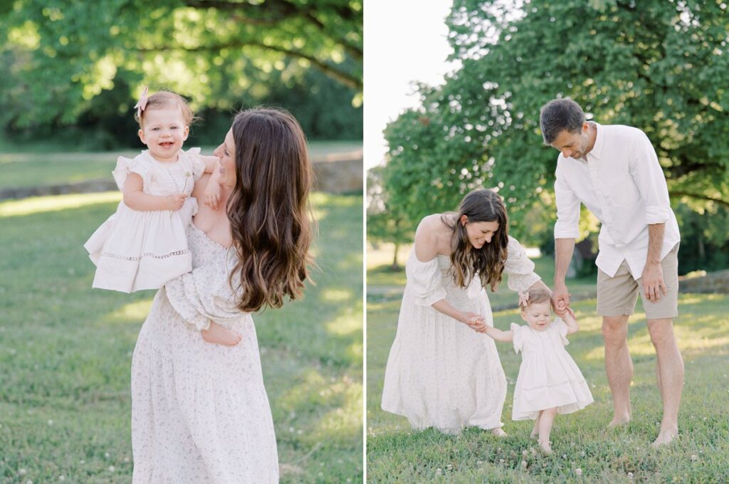 a Nashville outdoor family photos session with mom, dad, and baby girl